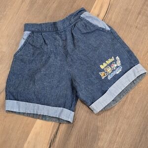 Kids Looney Tunes Shorts Vintage Jean Denim Boys Girls Taz Bugs Daffy Size 8*